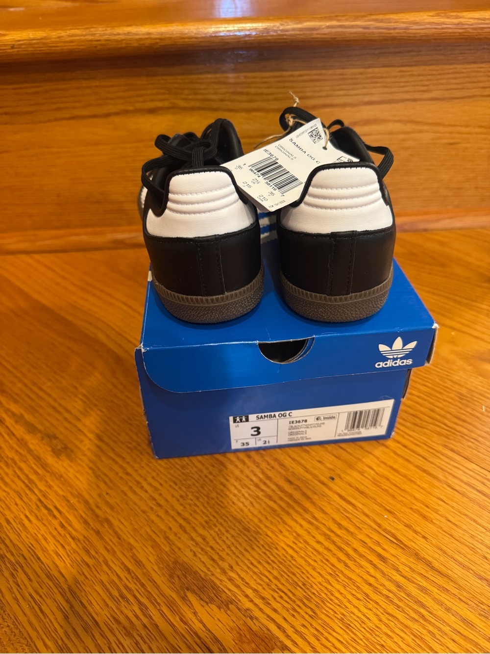 adidas Kids Samba OG C Sneakers - Black & White with Gum Sole